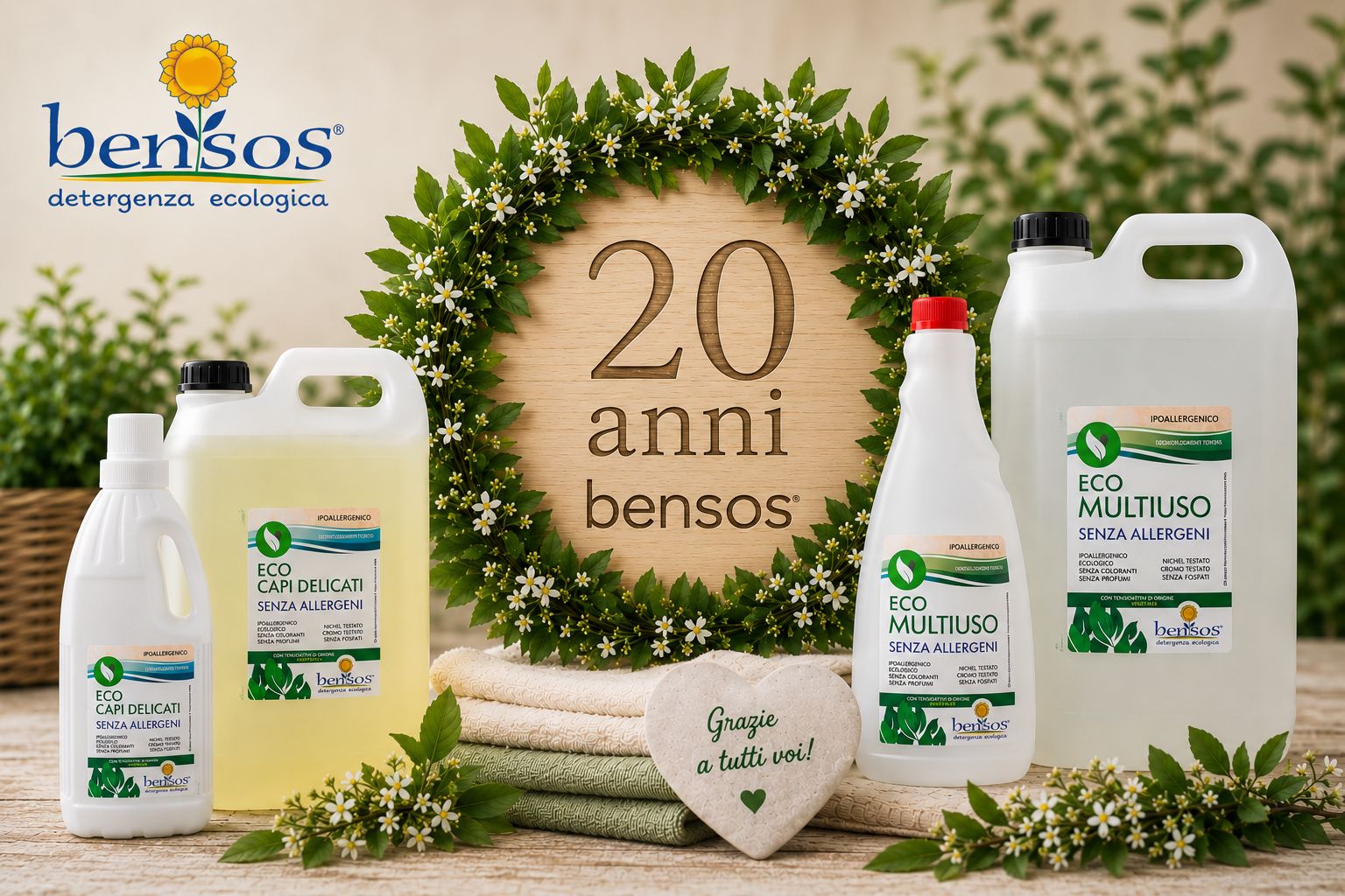 Bensos compie 20 anni: detergenza ecologica